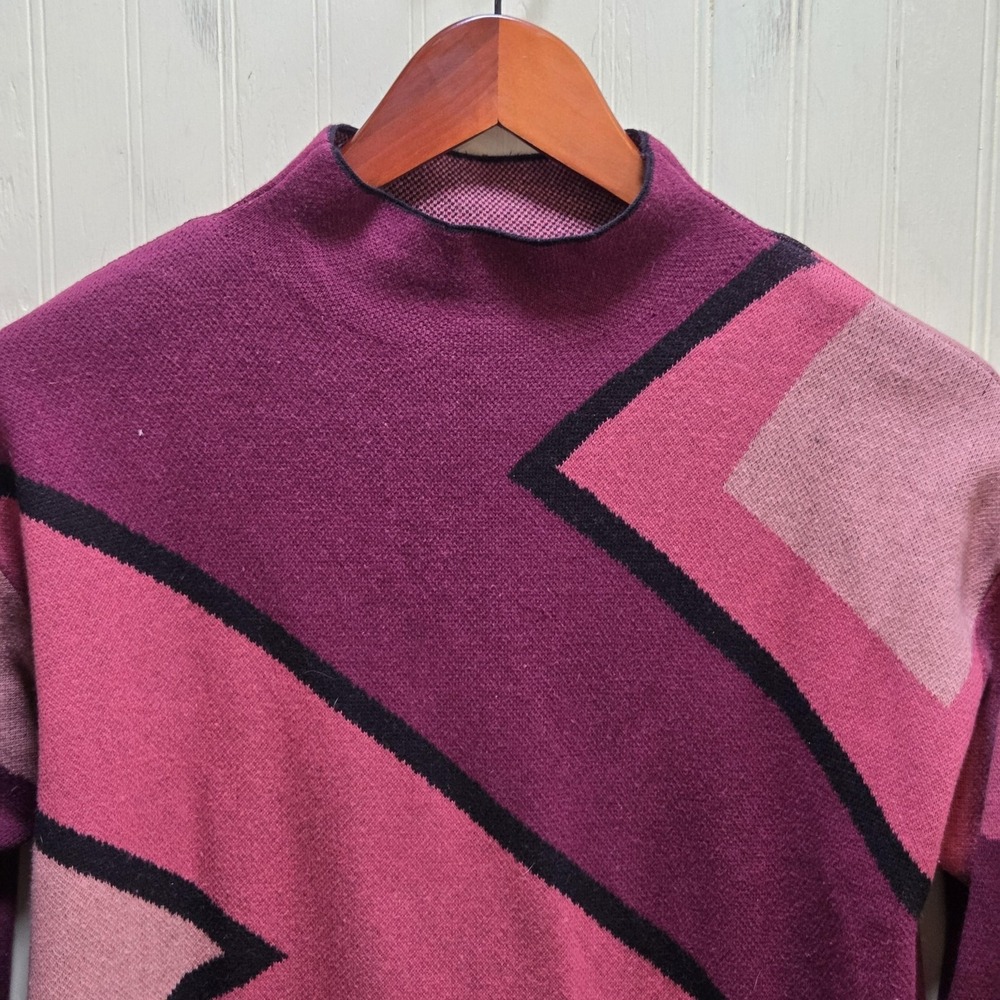 Anne Klein Sweater Womens Small Multicolor Mock Neck Long Sleeve‎ Pullover Knit